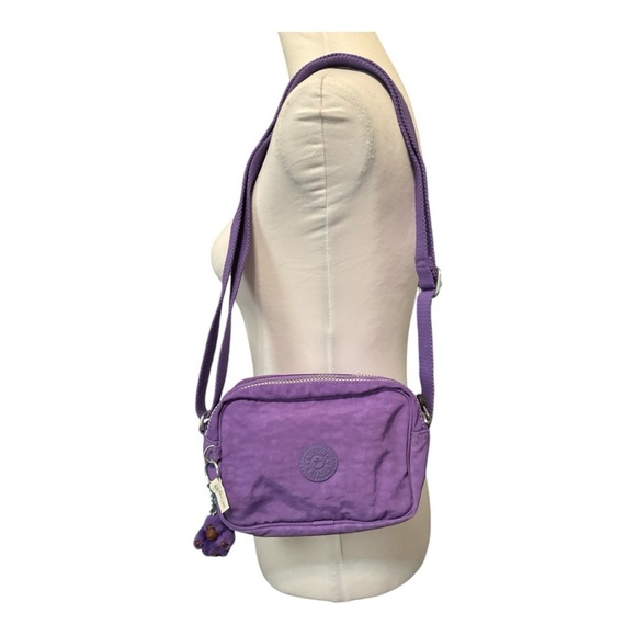 Kipling Purple Small Crossbody Bag Double Zip w Adjustable Strap HB6382 - Picture 1 of 8